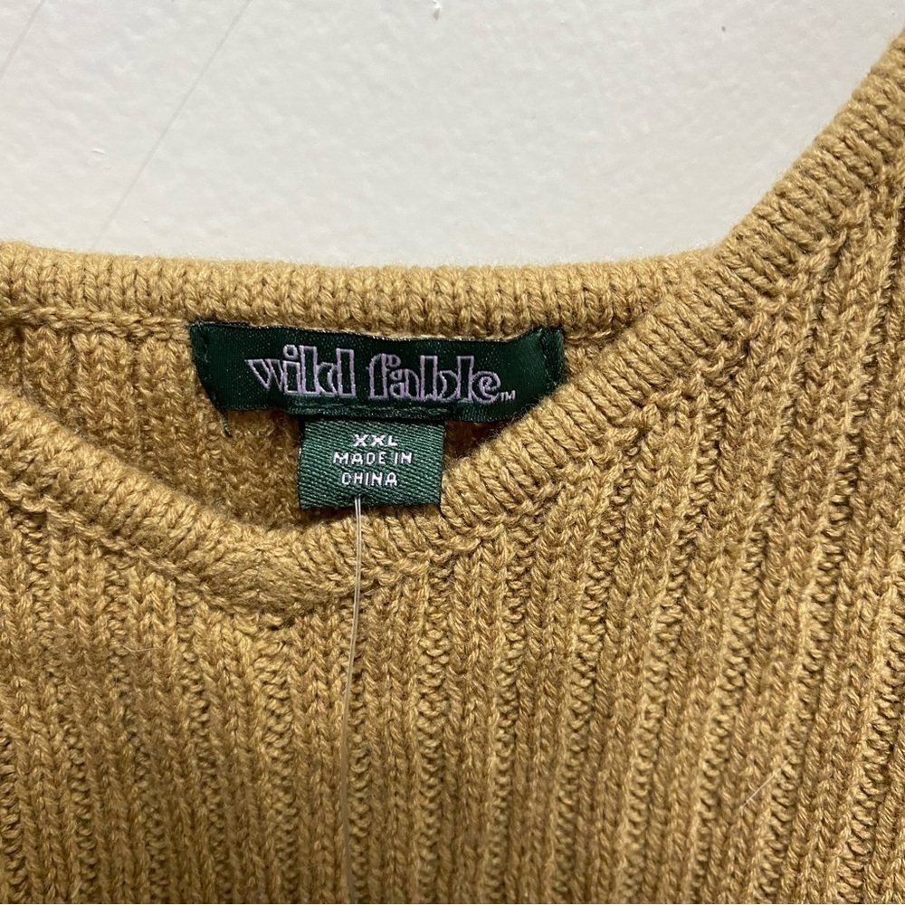 𝅺WILD Fable Tank Sweater Womens XXL Brown Crop Ribbed Knit 🌟 - Picture 3 of 5
